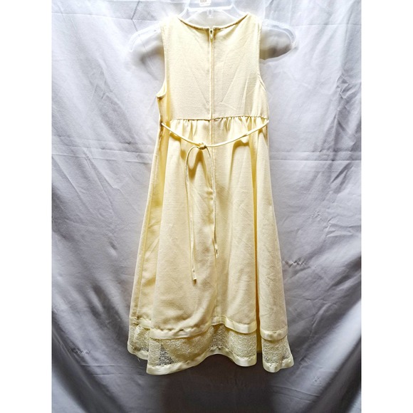 Bobbie Jean Light Yellow Sleeveless Below Knee Smocked FrontBow BackTie Dress 8 - Picture 2 of 7